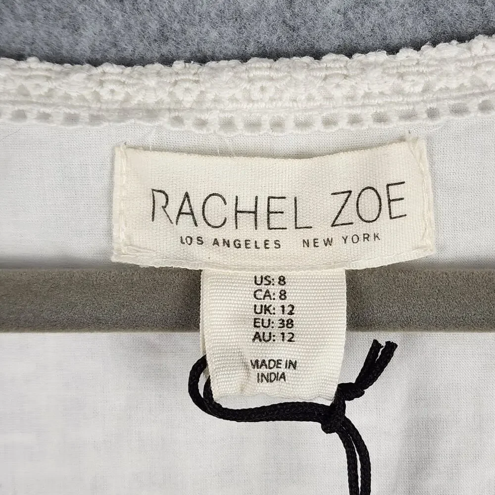 Rachel Zoe White Maxi Dress Lace Eyelet Boho Size 8 - Picture 12 of 13